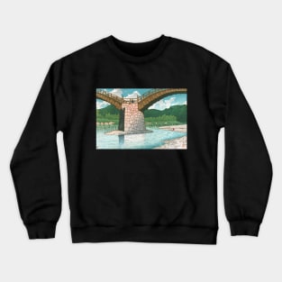 Kintai Bridge at Suou by Kawase Hasui Crewneck Sweatshirt